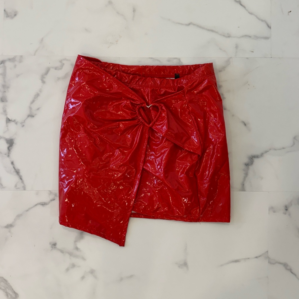 Red Heart Faux Leather Skirt